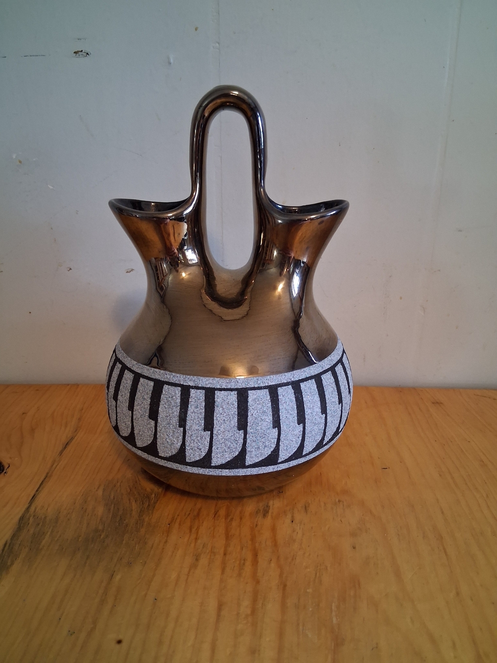 Craig White Eagle Authentic Navajo Potter Wedding Vase Signed